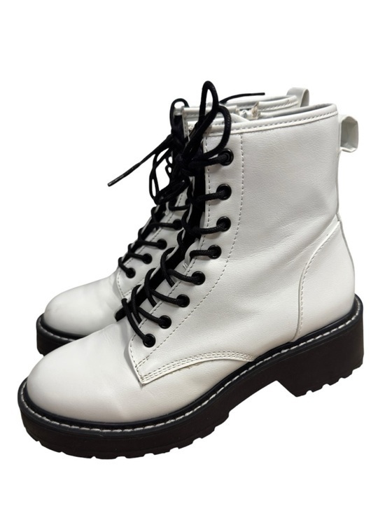 Madden Girl Shoes - Madden Girl Carra White Lug Sole Combat Ankle Boots Womens US 6.5 Zip
